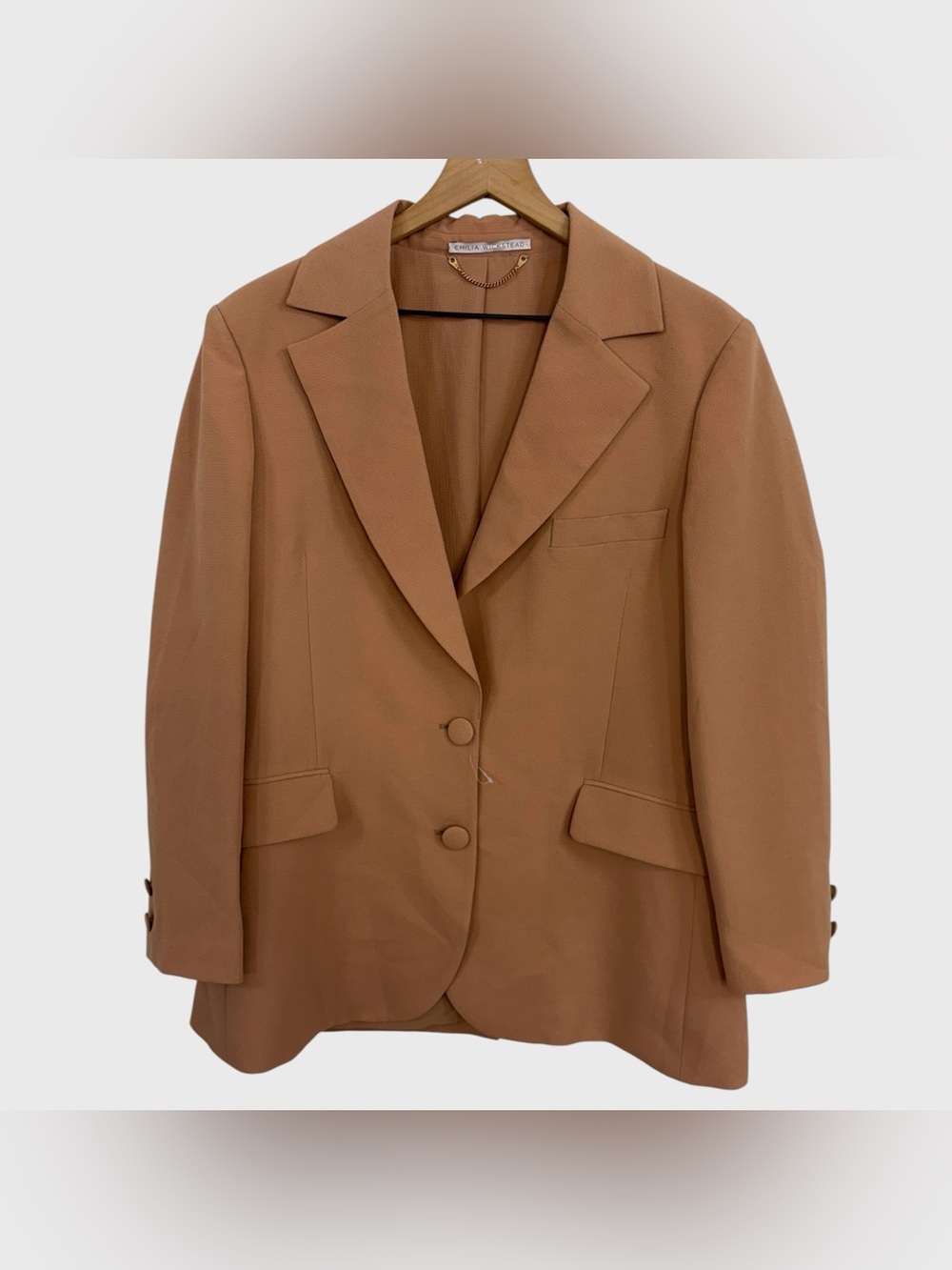 Emilia Wickstead Tan Lightweight Crepe Blazer Jacket US Size 8
